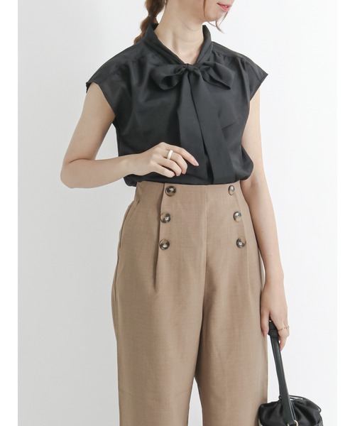 Te chichi TERRASSE（テチチテラス）の「ボウタイブラウス（シャツ/ブラウス・レディース・ブラック/オフホワイト/カーキ・ﾌﾘ-）」の2枚目の写真