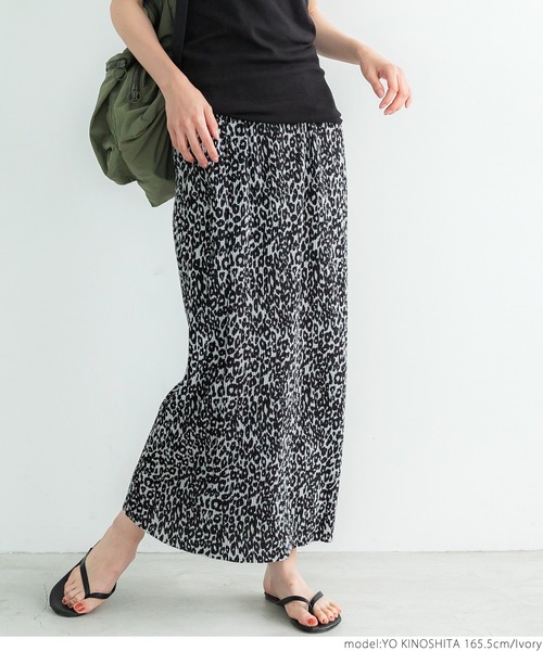 coca（coca）（コカ）の「レオパードプリーツスカート（スカート・レディース・アイボリー・ONE SIZE）」の3枚目の写真