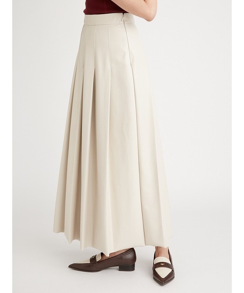 SNIDEL(スナイデル)の「レザープリーツスカート(スカート・レディース・オリーブ/アイボリー/バーガンディー・1/0)」の4枚目の写真