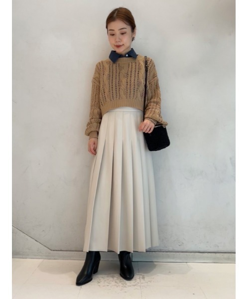 SNIDEL(スナイデル)の「レザープリーツスカート(スカート・レディース・オリーブ/アイボリー/バーガンディー・1/0)」の16枚目の写真