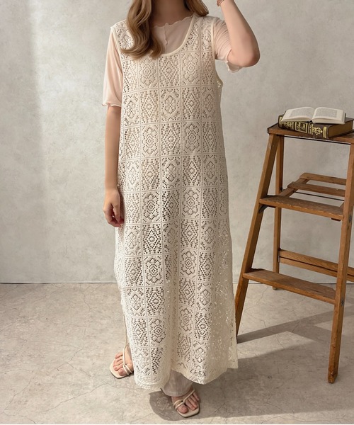 apres jour clair（アプレジュールクレア）の「【apres jour clair】２WAYカットワークパネルワンピース【ZOZOTOWN限定アイテム】（ワンピース・レディース・アイボリー・フリー/X-LARGE）」の7枚目の写真