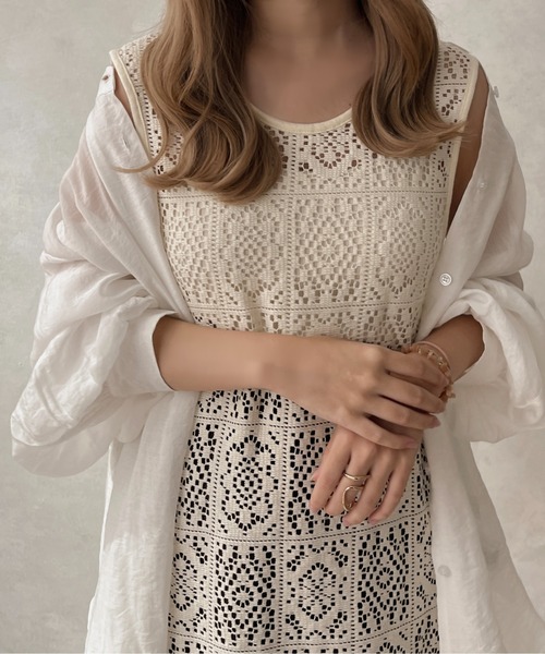 apres jour clair（アプレジュールクレア）の「【apres jour clair】２WAYカットワークパネルワンピース【ZOZOTOWN限定アイテム】（ワンピース・レディース・アイボリー・フリー/X-LARGE）」の5枚目の写真