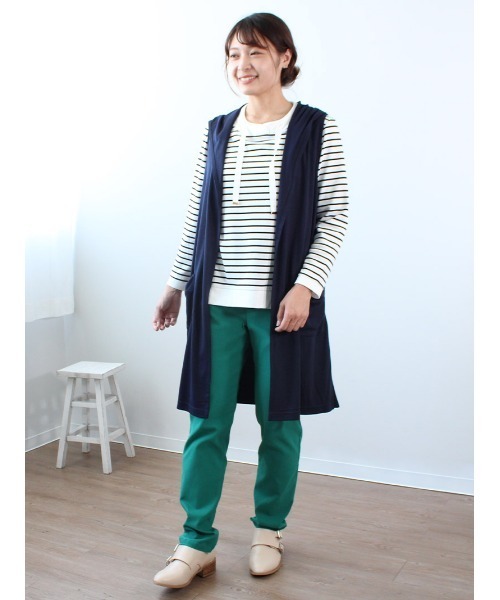 MB mint breeze(エムビーミントブリーズ)の「【M~5L 大きいサイズ】パーカー風 切替 カットソー(Tシャツ/カットソー・レディース・ライトグレー/イエロー/ネイビー/オフホワイト・M/L/5L/4L/LL/3L)」の12枚目の写真