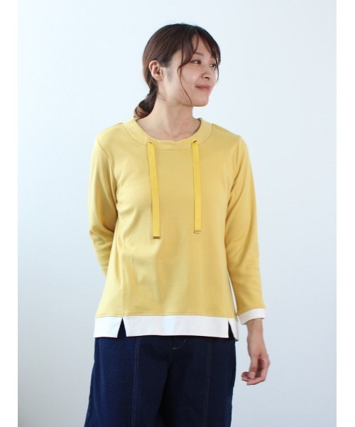 MB mint breeze(エムビーミントブリーズ)の「【M~5L 大きいサイズ】パーカー風 切替 カットソー(Tシャツ/カットソー・レディース・ライトグレー/イエロー/ネイビー/オフホワイト・M/L/5L/4L/LL/3L)」の18枚目の写真