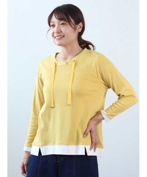 MB mint breeze(エムビーミントブリーズ)の「【M~5L 大きいサイズ】パーカー風 切替 カットソー(Tシャツ/カットソー・レディース・ライトグレー/イエロー/ネイビー/オフホワイト・M/L/5L/4L/LL/3L)」の17枚目の写真