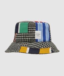 SEAMED IN PATCHWORK BUCKET HAT IN PRINCE OF WALES BRITISH WOOL