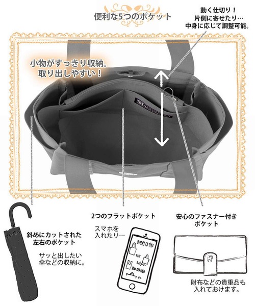 ROOTOTE（ルートート）の「ルートート/整理上手 SN.デリ.パルーティ.ハッスイ-A（トートバッグ・レディース・レッド/ベージュ/ラベンダー/ブラック/アイボリー/ネイビー/グレー・FREE）」の15枚目の写真