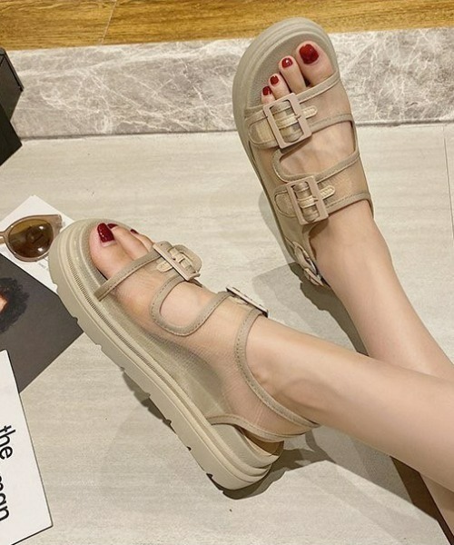 LAC-VERT(ラック・ヴェール)の「メッシュベルト厚底サンダル(サンダル・レディース・ブラック/ベージュ/グリーン・S/M/L)」の3枚目の写真