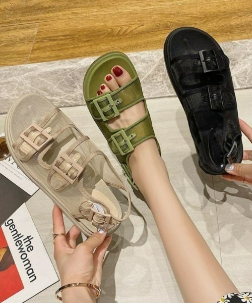 LAC-VERT(ラック・ヴェール)の「メッシュベルト厚底サンダル(サンダル・レディース・ブラック/ベージュ/グリーン・S/M/L)」の13枚目の写真