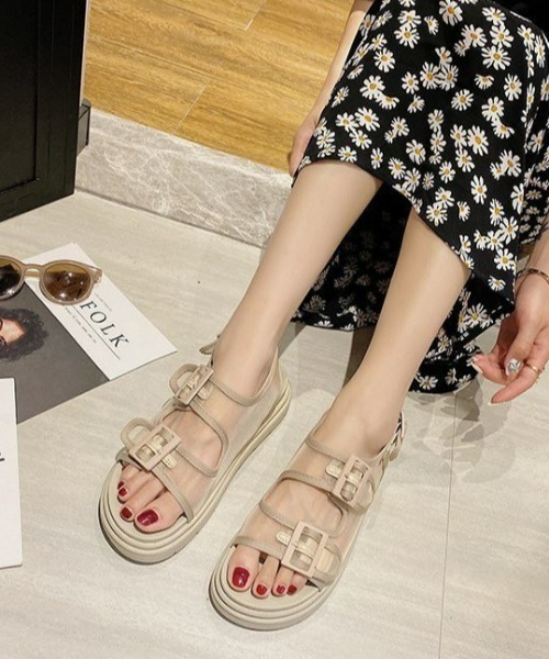 LAC-VERT(ラック・ヴェール)の「メッシュベルト厚底サンダル(サンダル・レディース・ブラック/ベージュ/グリーン・S/M/L)」の9枚目の写真