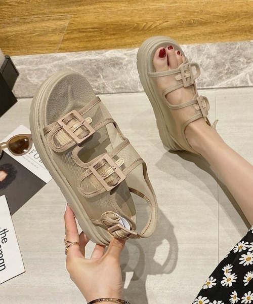 LAC-VERT(ラック・ヴェール)の「メッシュベルト厚底サンダル(サンダル・レディース・ブラック/ベージュ/グリーン・S/M/L)」の11枚目の写真