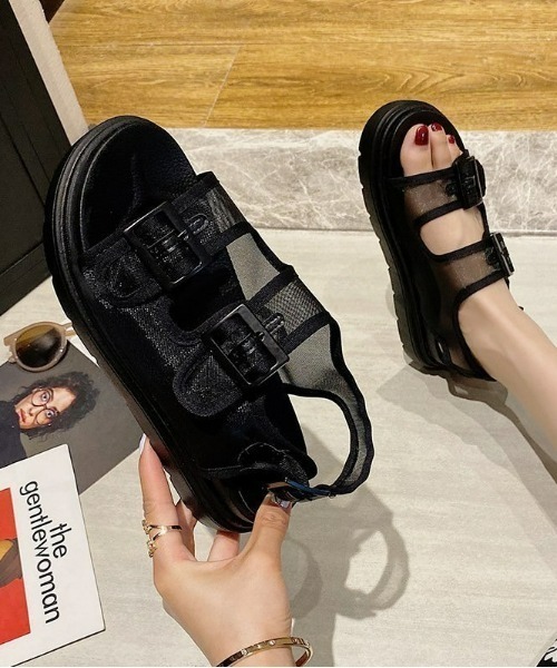 LAC-VERT(ラック・ヴェール)の「メッシュベルト厚底サンダル(サンダル・レディース・ブラック/ベージュ/グリーン・S/M/L)」の10枚目の写真