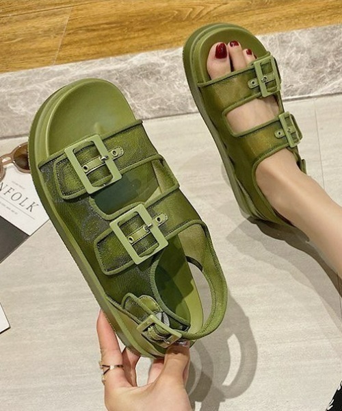 LAC-VERT(ラック・ヴェール)の「メッシュベルト厚底サンダル(サンダル・レディース・ブラック/ベージュ/グリーン・S/M/L)」の12枚目の写真