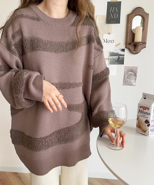 classicalelf（クラシカルエルフ）の「大人の印象派。ニードルパンチ加工ニットプルオーバー（ニット/セーター・レディース・アイボリー/モカ/ライトカーキ/ライトパープル・SMALL/MEDIUM/LARGE）」の13枚目の写真
