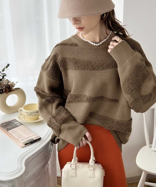 セール】大人の印象派。ニードルパンチ加工ニットプルオーバー（ニット