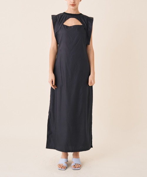 Solace（ソレイス）の「フェザーショルダータイトワンピース/オケージョン（ワンピース・レディース・ブラック/ブラック系その他・FREE）」の4枚目の写真