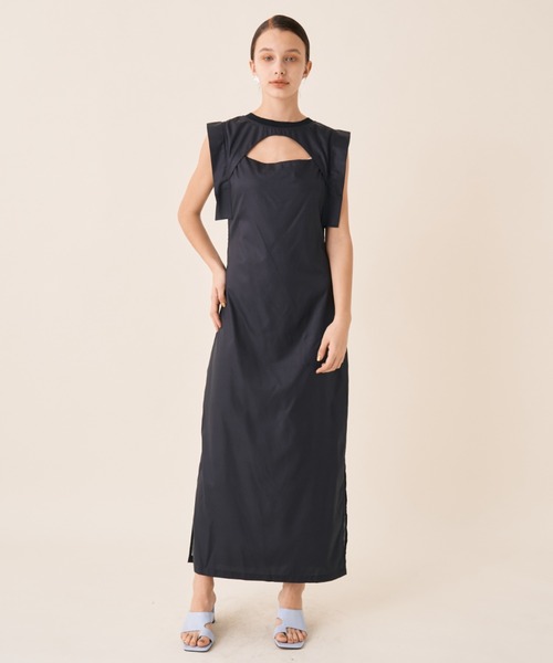 Solace（ソレイス）の「フェザーショルダータイトワンピース