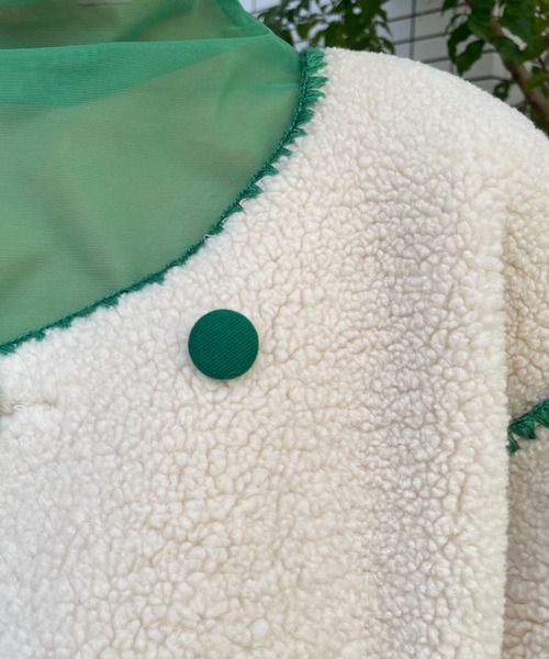 HELLO.SANFRANCISCO(ハローサンフランシスコ)の「【HELLO.SANFRANCISCO/ハローサンフランシスコ】ハマグリステッチボアジャケット(ノーカラージャケット・レディース・イエロー/アイボリー/サックスブルー・FREE)」の22枚目の写真