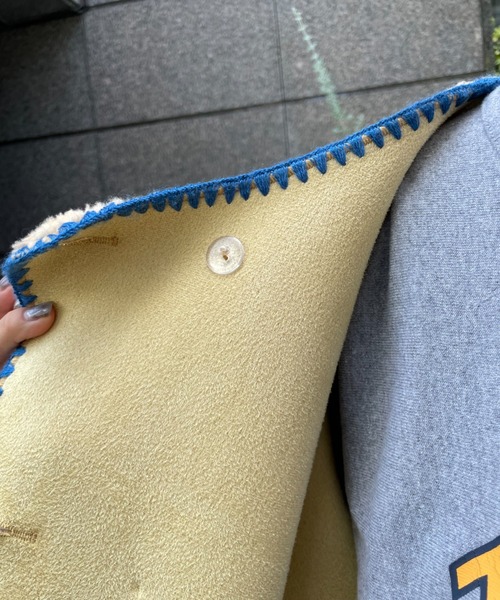HELLO.SANFRANCISCO(ハローサンフランシスコ)の「【HELLO.SANFRANCISCO/ハローサンフランシスコ】ハマグリステッチボアジャケット(ノーカラージャケット・レディース・イエロー/アイボリー/サックスブルー・FREE)」の7枚目の写真