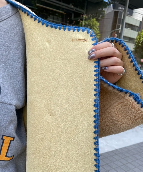 HELLO.SANFRANCISCO(ハローサンフランシスコ)の「【HELLO.SANFRANCISCO/ハローサンフランシスコ】ハマグリステッチボアジャケット(ノーカラージャケット・レディース・イエロー/アイボリー/サックスブルー・FREE)」の8枚目の写真