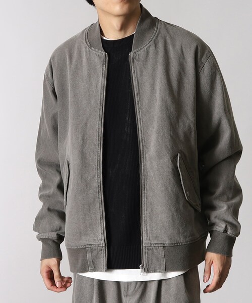 THE SHOP TK （ザ ショップ ティーケー ）の「◆12onzデニムMA-1（デニムジャケット・メンズ・グレー/ネイビー・02/04/03）」の2枚目の写真