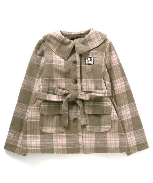 algy(アルジー)の「チェックコート(ダウンジャケット/コート・キッズ・ベージュ/サックスブルー・SMALL/MEDIUM/X-SMALL/XX-SMALL)」の5枚目の写真