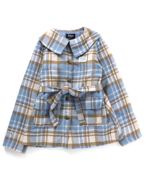 algy(アルジー)の「チェックコート(ダウンジャケット/コート・キッズ・ベージュ/サックスブルー・SMALL/MEDIUM/X-SMALL/XX-SMALL)」の8枚目の写真