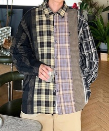 Mayree | 【MayreeMEN'S】パッチワーク チェック オーバーサイズシャツ(シャツ/ブラウス)