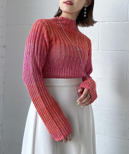 PAGEBOY（ページボーイ）の「カラーMIXタートルニット（Tシャツ/カットソー・レディース・ブルー系その他/ピンク系その他・FREE）」の2枚目の写真