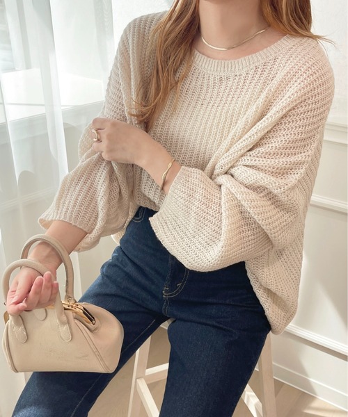 apres jour(アプレジュール)の「シアーニット【ZOZOTOWN限定アイテム】(ニット/セーター・レディース・ライトピンク/アイボリー/ピンク系その他/グリーン・フリー/X-LARGE)」の2枚目の写真