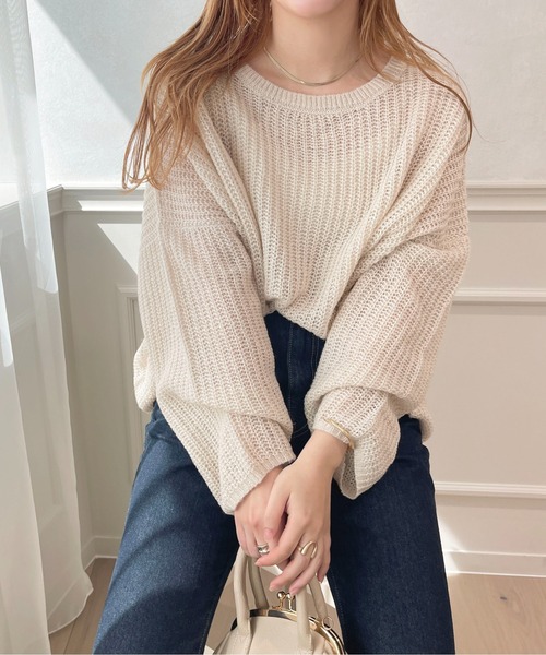 apres jour(アプレジュール)の「シアーニット【ZOZOTOWN限定アイテム】(ニット/セーター・レディース・ライトピンク/アイボリー/ピンク系その他/グリーン・フリー/X-LARGE)」の5枚目の写真