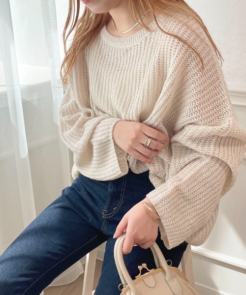 apres jour(アプレジュール)の「シアーニット【ZOZOTOWN限定アイテム】(ニット/セーター・レディース・ライトピンク/アイボリー/ピンク系その他/グリーン・フリー/X-LARGE)」の6枚目の写真