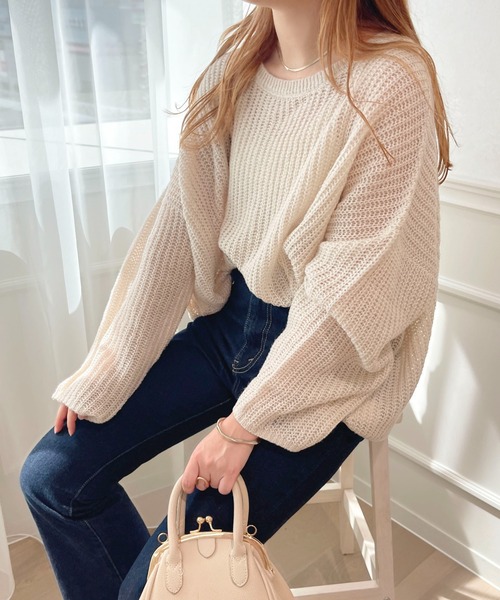 apres jour(アプレジュール)の「シアーニット【ZOZOTOWN限定アイテム】(ニット/セーター・レディース・ライトピンク/アイボリー/ピンク系その他/グリーン・フリー/X-LARGE)」の7枚目の写真