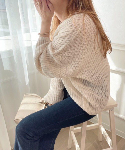 apres jour(アプレジュール)の「シアーニット【ZOZOTOWN限定アイテム】(ニット/セーター・レディース・ライトピンク/アイボリー/ピンク系その他/グリーン・フリー/X-LARGE)」の8枚目の写真