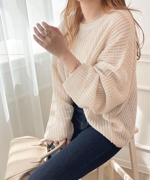 apres jour(アプレジュール)の「シアーニット【ZOZOTOWN限定アイテム】(ニット/セーター・レディース・ライトピンク/アイボリー/ピンク系その他/グリーン・フリー/X-LARGE)」の9枚目の写真