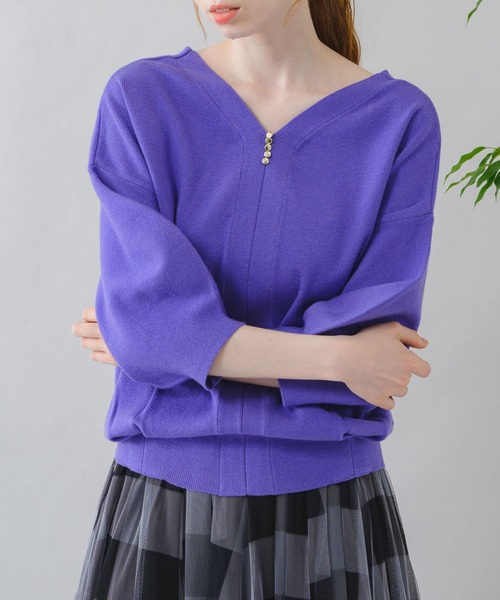 Paradise Picnic（パラダイスピクニック）の「前後2WAYやわもちニット（ニット/セーター・レディース・ブラック/グリーン/パープル・FREE）」の3枚目の写真