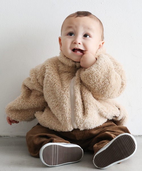 PUPPAPUPO（プッパプーポ）の「ボア ブルゾン（ブルゾン・キッズ・ブラック/ベージュ/グレイッシュベージュ・80/90/100/110/120/130/140）」の2枚目の写真