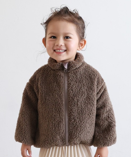 PUPPAPUPO（プッパプーポ）の「ボア ブルゾン（ブルゾン・キッズ・ブラック/ベージュ/グレイッシュベージュ・80/90/100/110/120/130/140）」の3枚目の写真