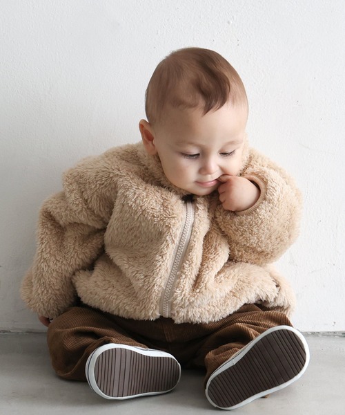 PUPPAPUPO（プッパプーポ）の「ボア ブルゾン（ブルゾン・キッズ・ブラック/ベージュ/グレイッシュベージュ・80/90/100/110/120/130/140）」の12枚目の写真