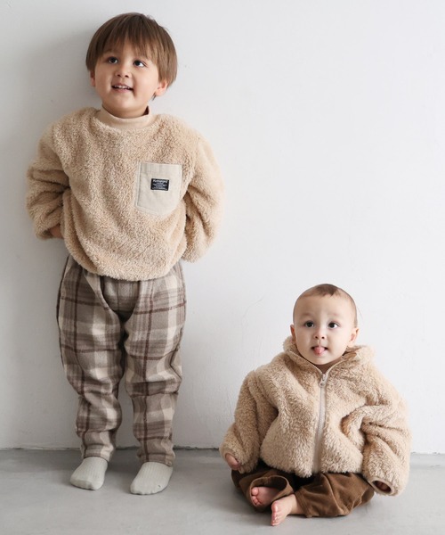 PUPPAPUPO（プッパプーポ）の「ボア ブルゾン（ブルゾン・キッズ・ブラック/ベージュ/グレイッシュベージュ・80/90/100/110/120/130/140）」の13枚目の写真