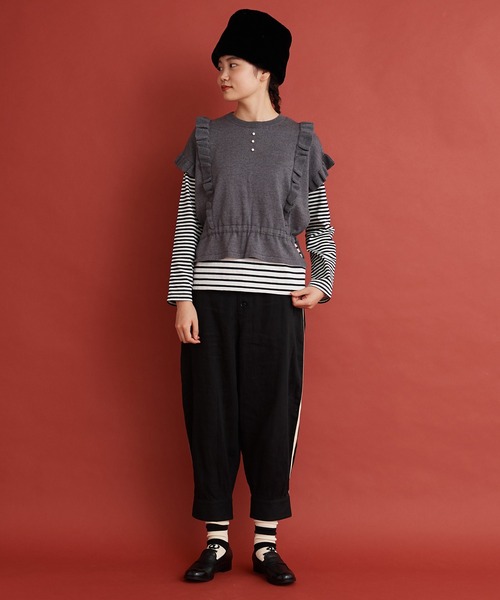 Malle（マル）の「Malle コットンカシミヤ　フリルベスト（ベスト・レディース・グレー/ピンク/アイボリー・FREE）」の13枚目の写真