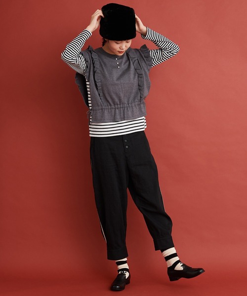 Malle（マル）の「Malle コットンカシミヤ　フリルベスト（ベスト・レディース・グレー/ピンク/アイボリー・FREE）」の21枚目の写真