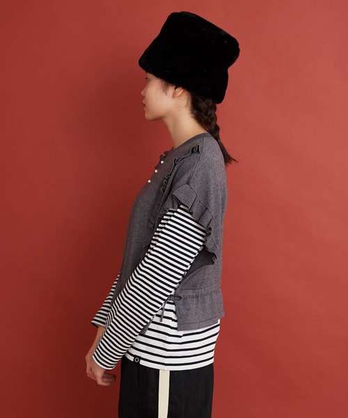 Malle（マル）の「Malle コットンカシミヤ　フリルベスト（ベスト・レディース・グレー/ピンク/アイボリー・FREE）」の11枚目の写真