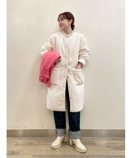 HONEYSUCKLE ROSE（ハニーサックルローズ）の「【HONEYSUCKLE ROSE】リバーシブルボアコート（ダウンジャケット/コート・レディース・ブラック/オフホワイト・L/M）」の16枚目の写真