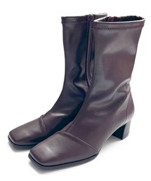 POMFLEUR（ポムフルール）の「POMFLEUR ポムフルール ウォータープルーフスクエアトゥストレッチミドルブーツ（ブーツ）」