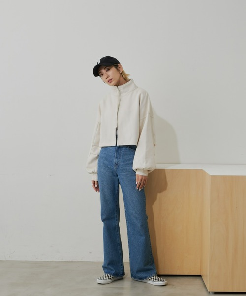 Auntie Rosa Holiday（アンティローザホリデー）の「2WAY裏毛ショートブルゾン / ハイネックトップス（スウェット・レディース・ブラック/グレー/ナチュラル・FREE）」の17枚目の写真