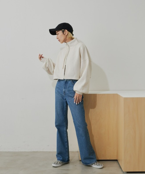 Auntie Rosa Holiday（アンティローザホリデー）の「2WAY裏毛ショートブルゾン / ハイネックトップス（スウェット・レディース・ブラック/グレー/ナチュラル・FREE）」の18枚目の写真