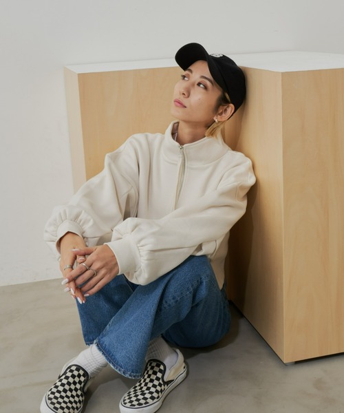 Auntie Rosa Holiday（アンティローザホリデー）の「2WAY裏毛ショートブルゾン / ハイネックトップス（スウェット・レディース・ブラック/グレー/ナチュラル・FREE）」の14枚目の写真