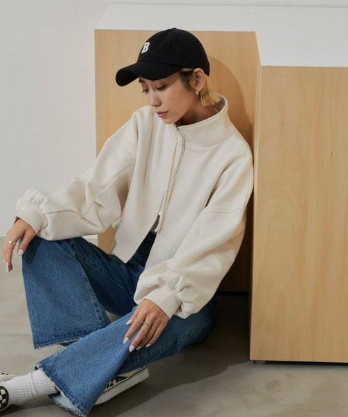 Auntie Rosa Holiday（アンティローザホリデー）の「2WAY裏毛ショートブルゾン / ハイネックトップス（スウェット・レディース・ブラック/グレー/ナチュラル・FREE）」の16枚目の写真