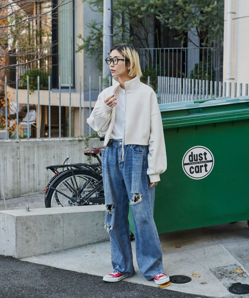 Auntie Rosa Holiday（アンティローザホリデー）の「2WAY裏毛ショートブルゾン / ハイネックトップス（スウェット・レディース・ブラック/グレー/ナチュラル・FREE）」の6枚目の写真